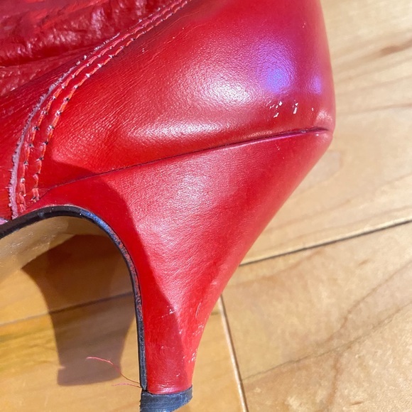 Vintage red leather heeled boots - Picture 5 of 16